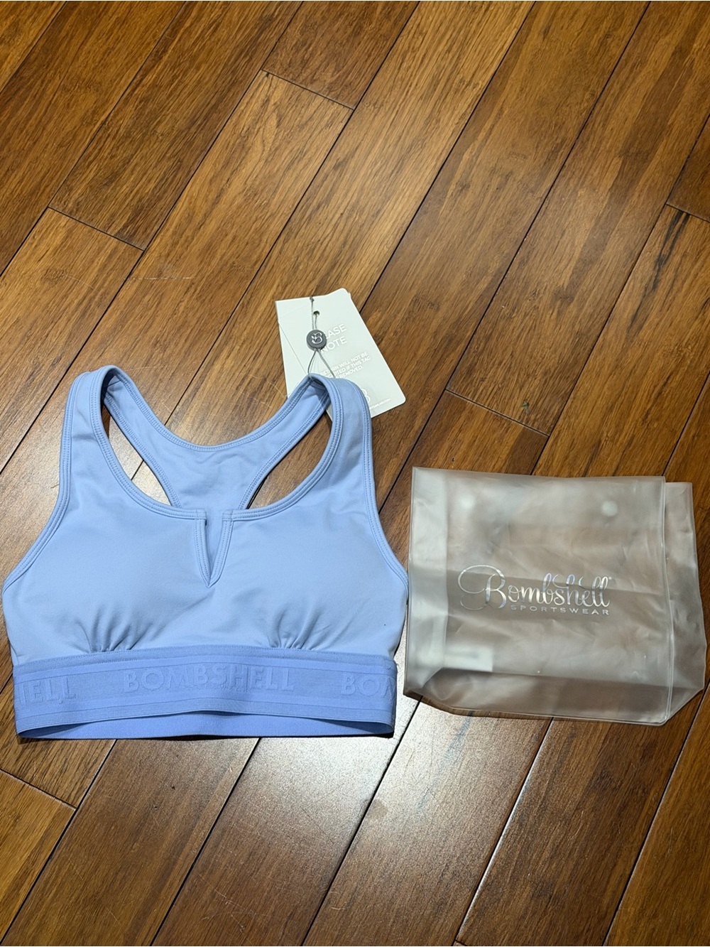 NWT Bombshell Sportswear Active Light Blue Racerback  Sports Bra S